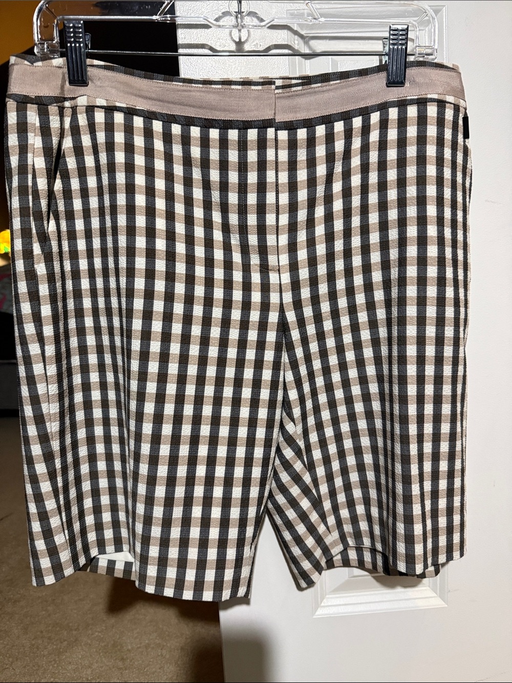 Tommy Hilfiger Black, taupe and White Gingham Women's Bermuda Shorts